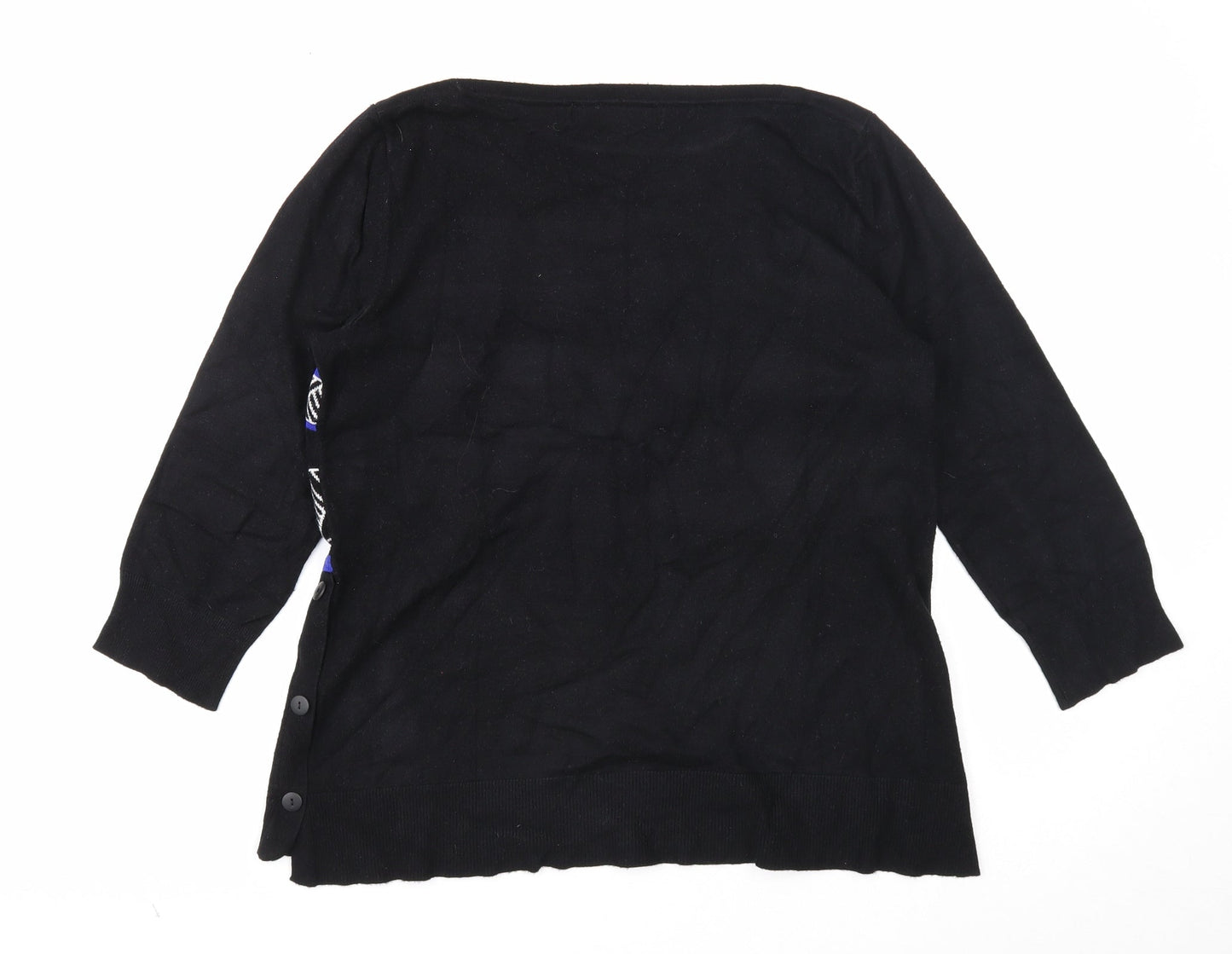 Principles Womens Black Round Neck Geometric Viscose Pullover Jumper Size 14