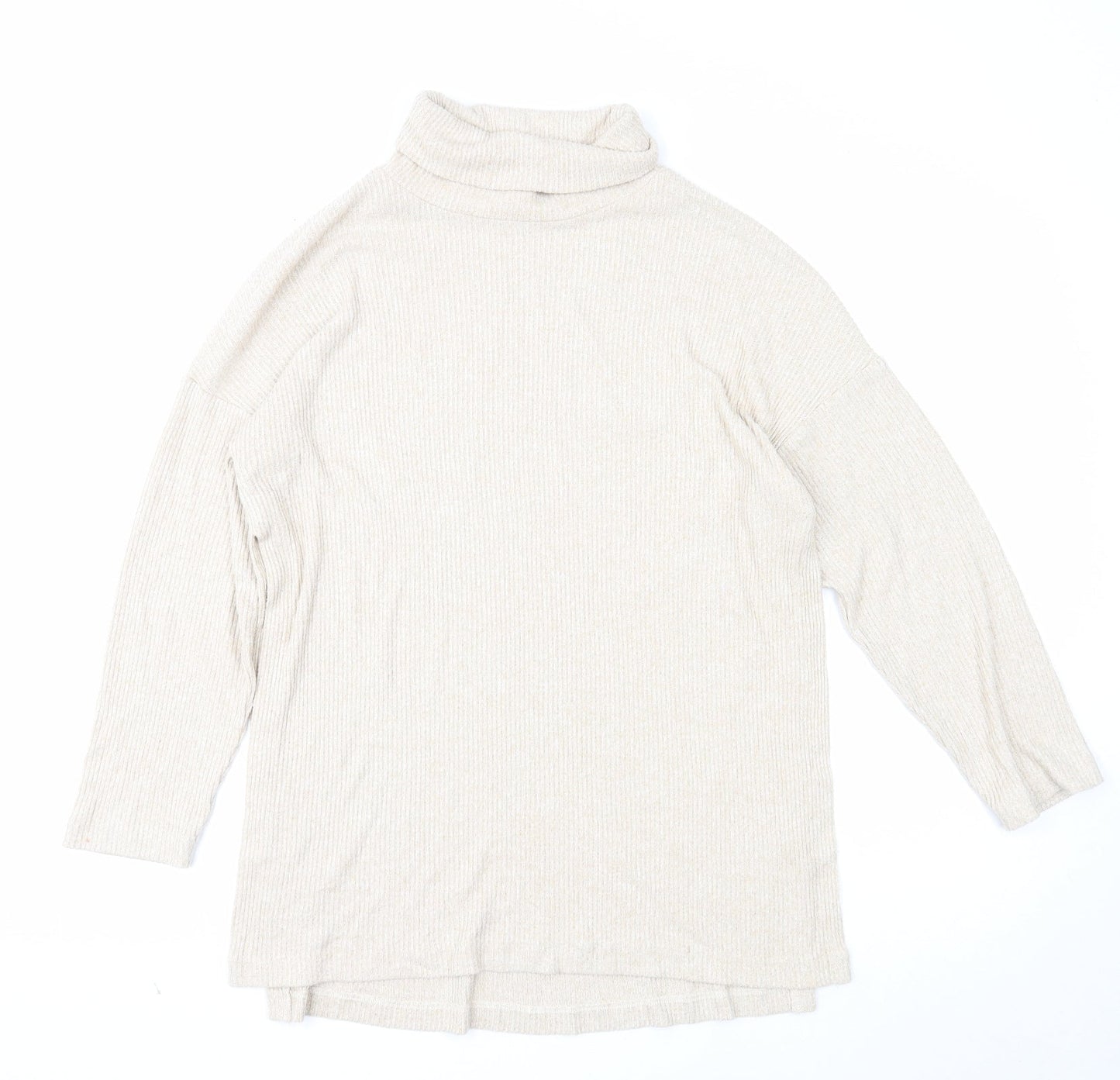 H&M Womens Beige Roll Neck Acrylic Pullover Jumper Size S