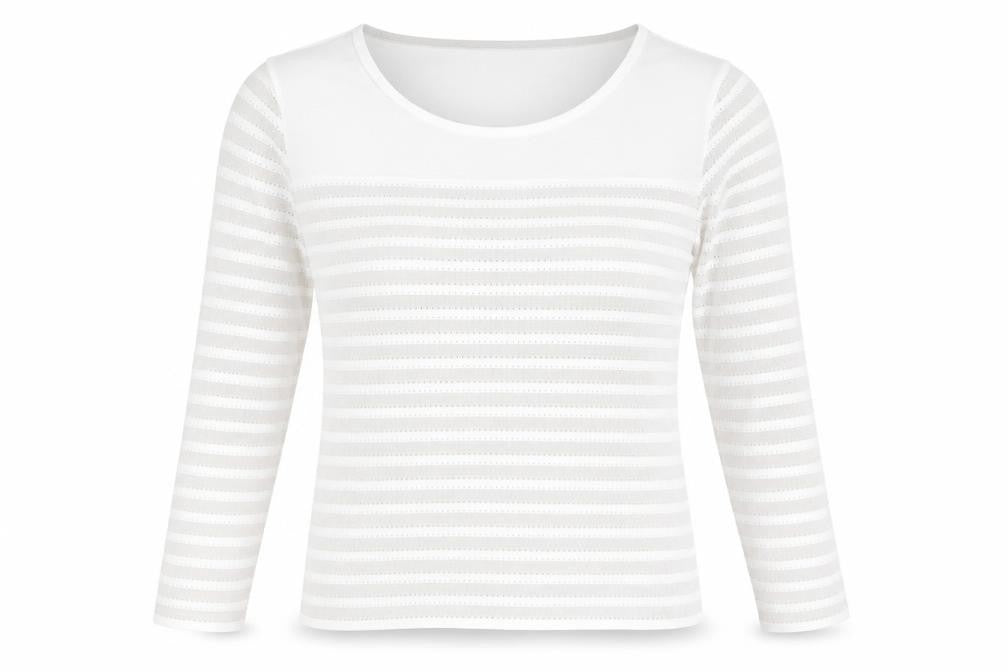Marks and Spencer Womens Grey Round Neck Striped Viscose Pullover Jumper Size 10