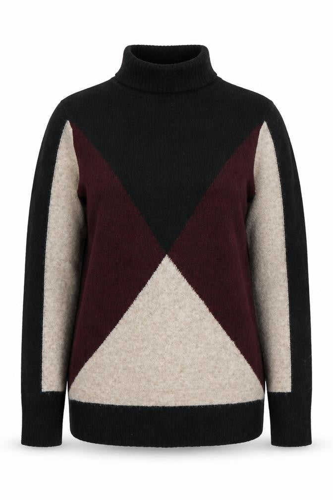Wallis Womens Multicoloured Roll Neck Geometric Acrylic Pullover Jumper Size S - Colour Block