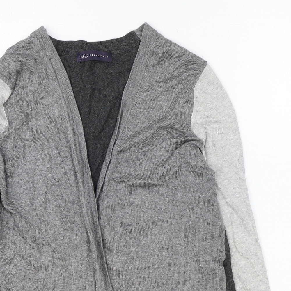 Marks and Spencer Womens Grey V-Neck Viscose Cardigan Jumper Size 10