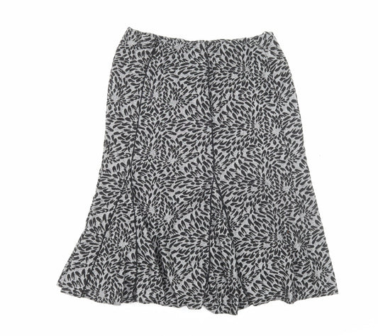 Profile Womens Grey Floral Polyester Swing Skirt Size 16