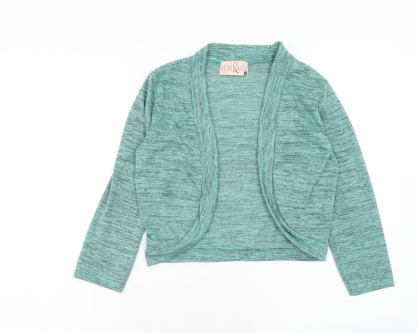 Marks and Spencer Womens Green V-Neck Geometric Polyester Cardigan Jumper Size M