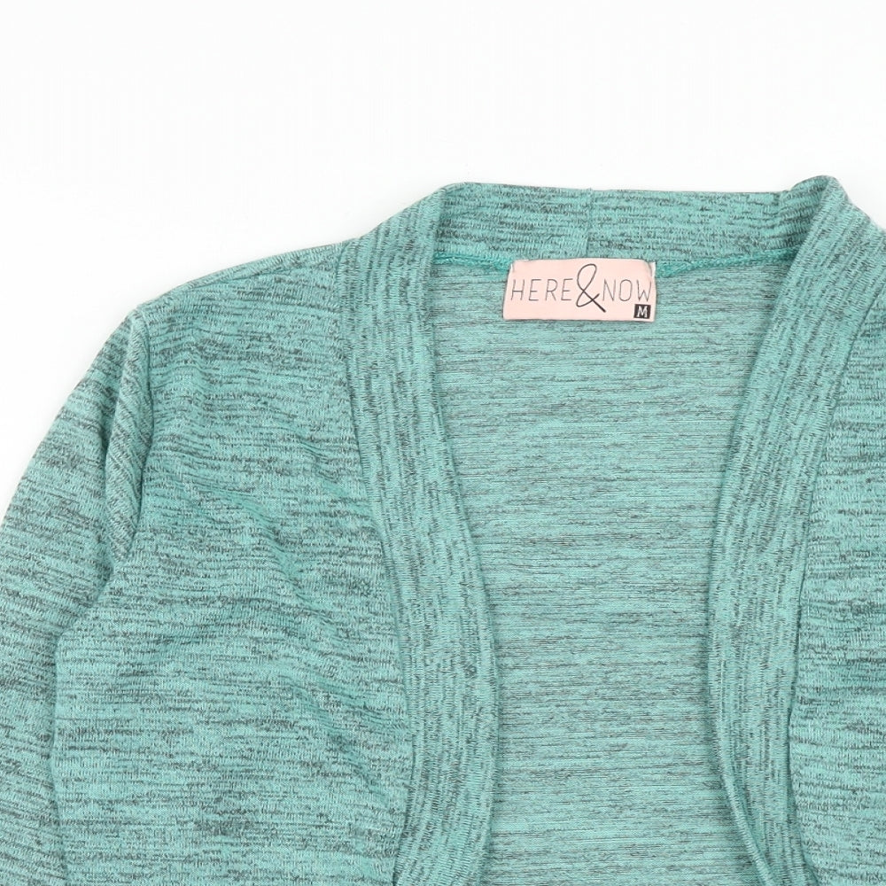 Marks and Spencer Womens Green V-Neck Geometric Polyester Cardigan Jumper Size M