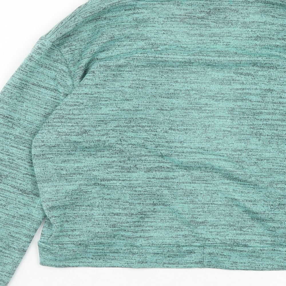 Marks and Spencer Womens Green V-Neck Geometric Polyester Cardigan Jumper Size M