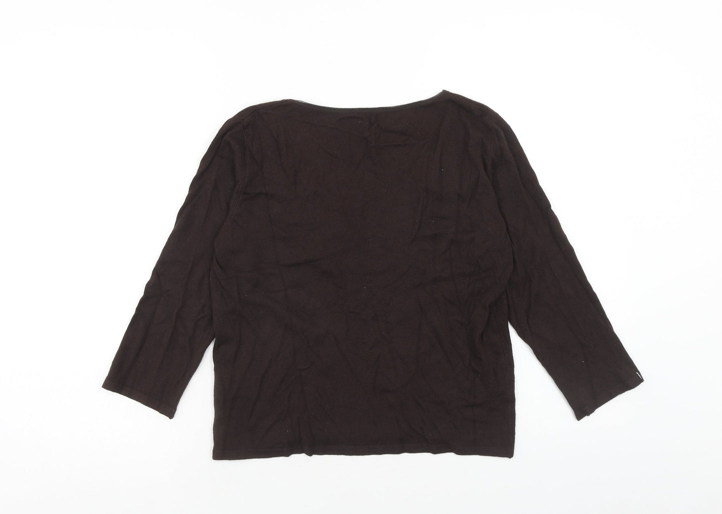 Per Una Womens Brown Round Neck Polyester Pullover Jumper Size 16