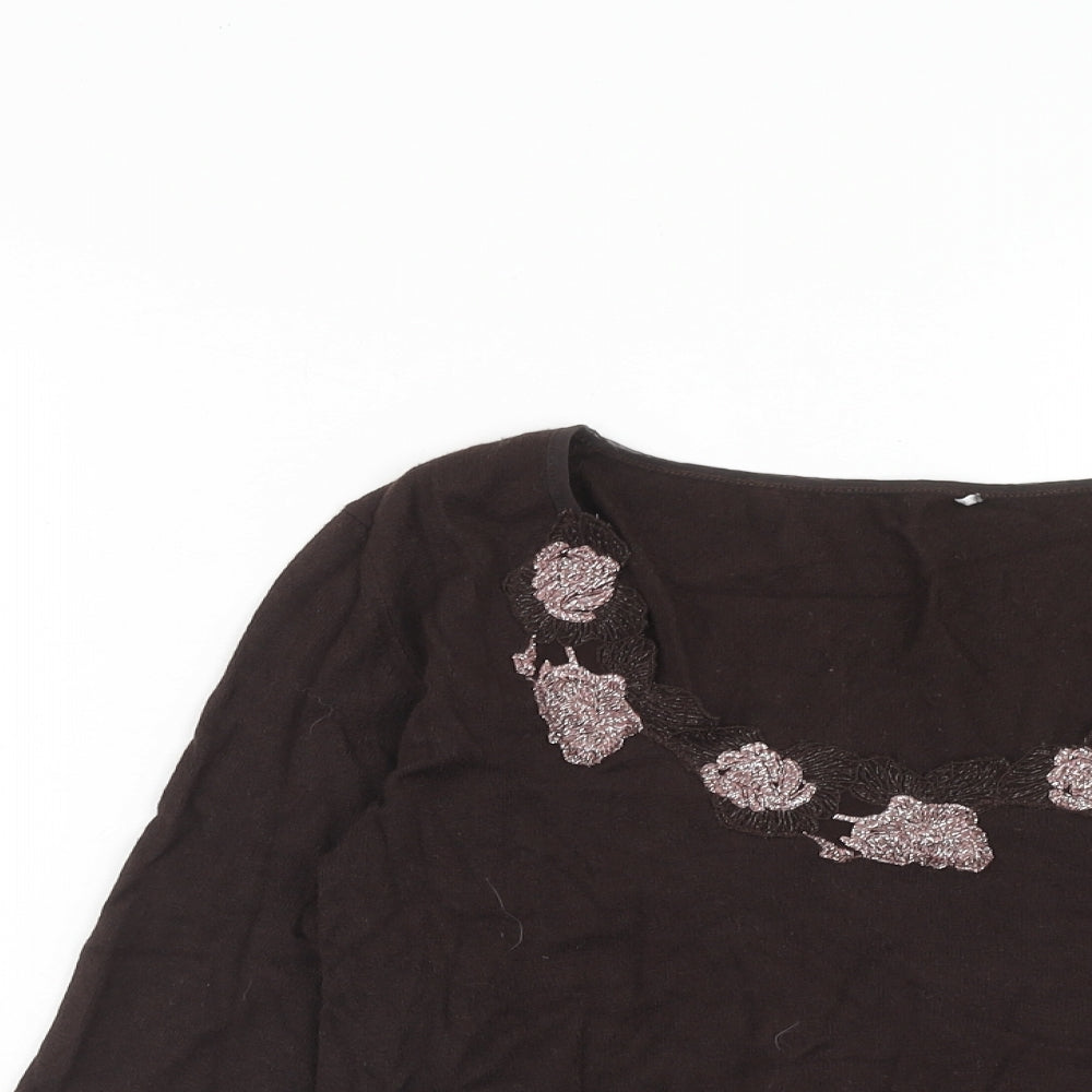 Per Una Womens Brown Round Neck Polyester Pullover Jumper Size 16