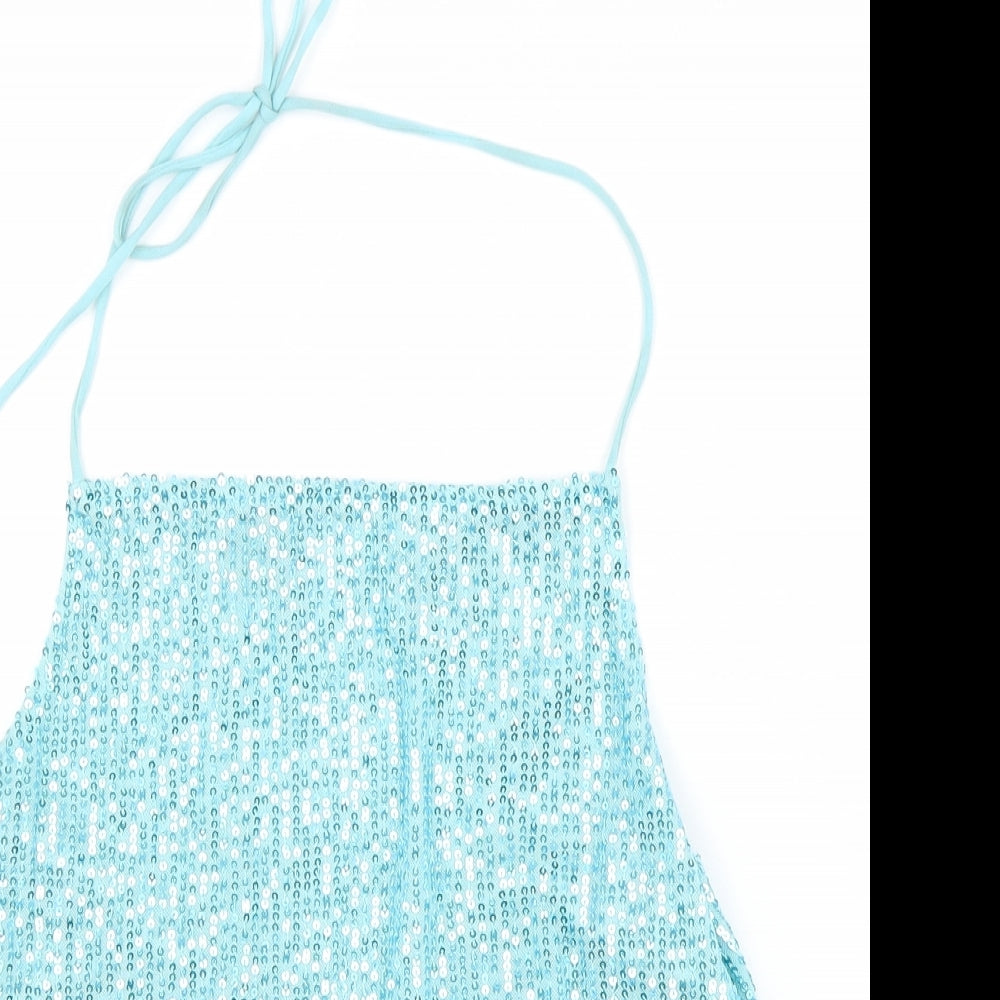Motel Womens Blue Polyester Cropped Tank Size XS Halter