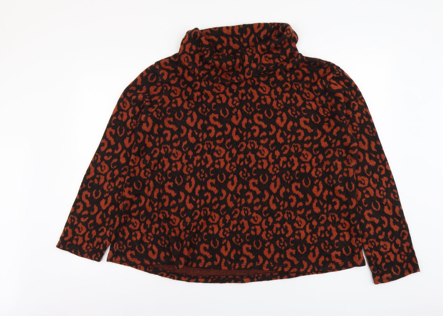 Roman Womens Brown Roll Neck Geometric Acrylic Pullover Jumper Size M