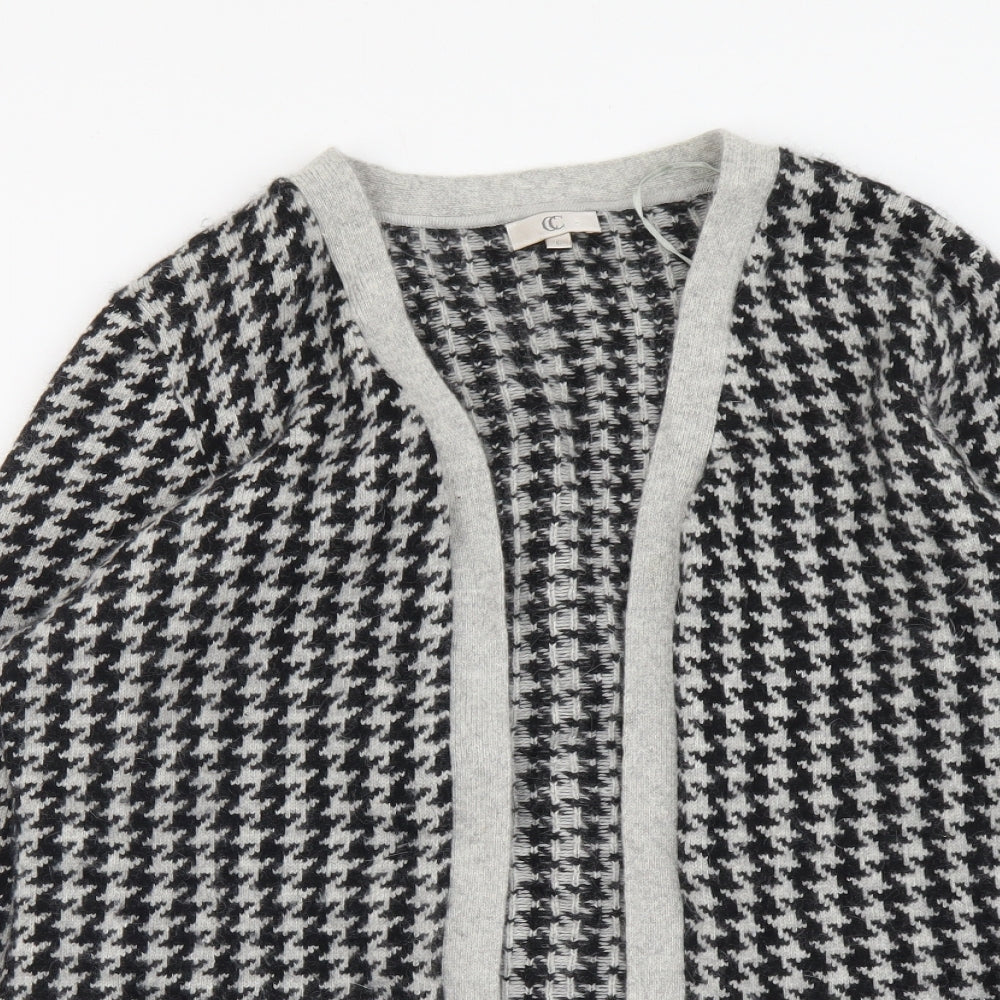 CC Womens Grey V-Neck Geometric Nylon Pullover Jumper Size L