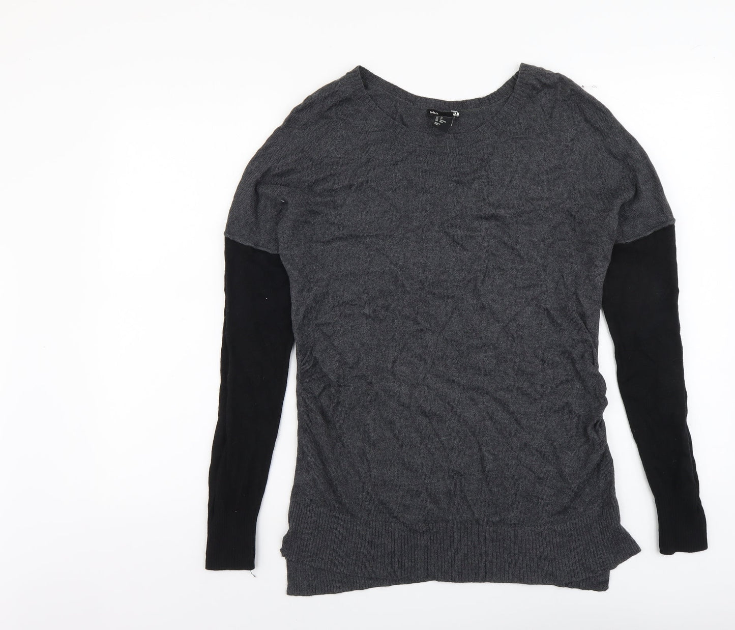 H&M Womens Grey Round Neck Viscose Pullover Jumper Size XS
