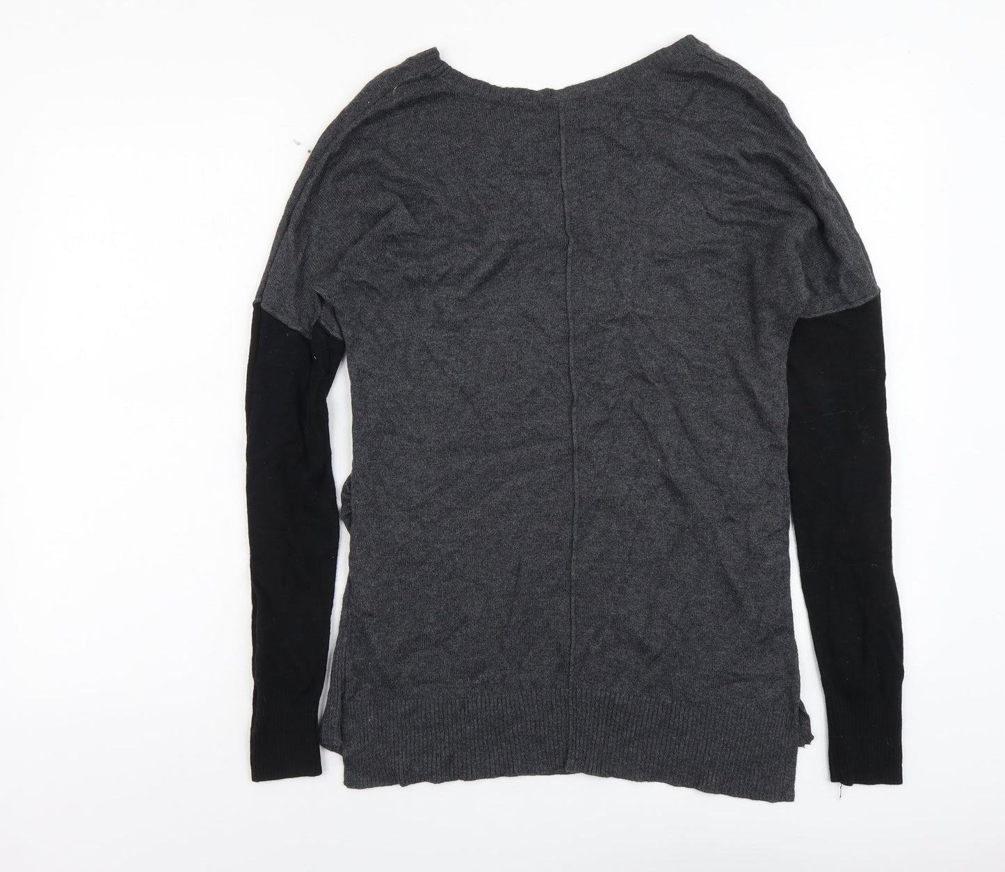 H&M Womens Grey Round Neck Viscose Pullover Jumper Size XS