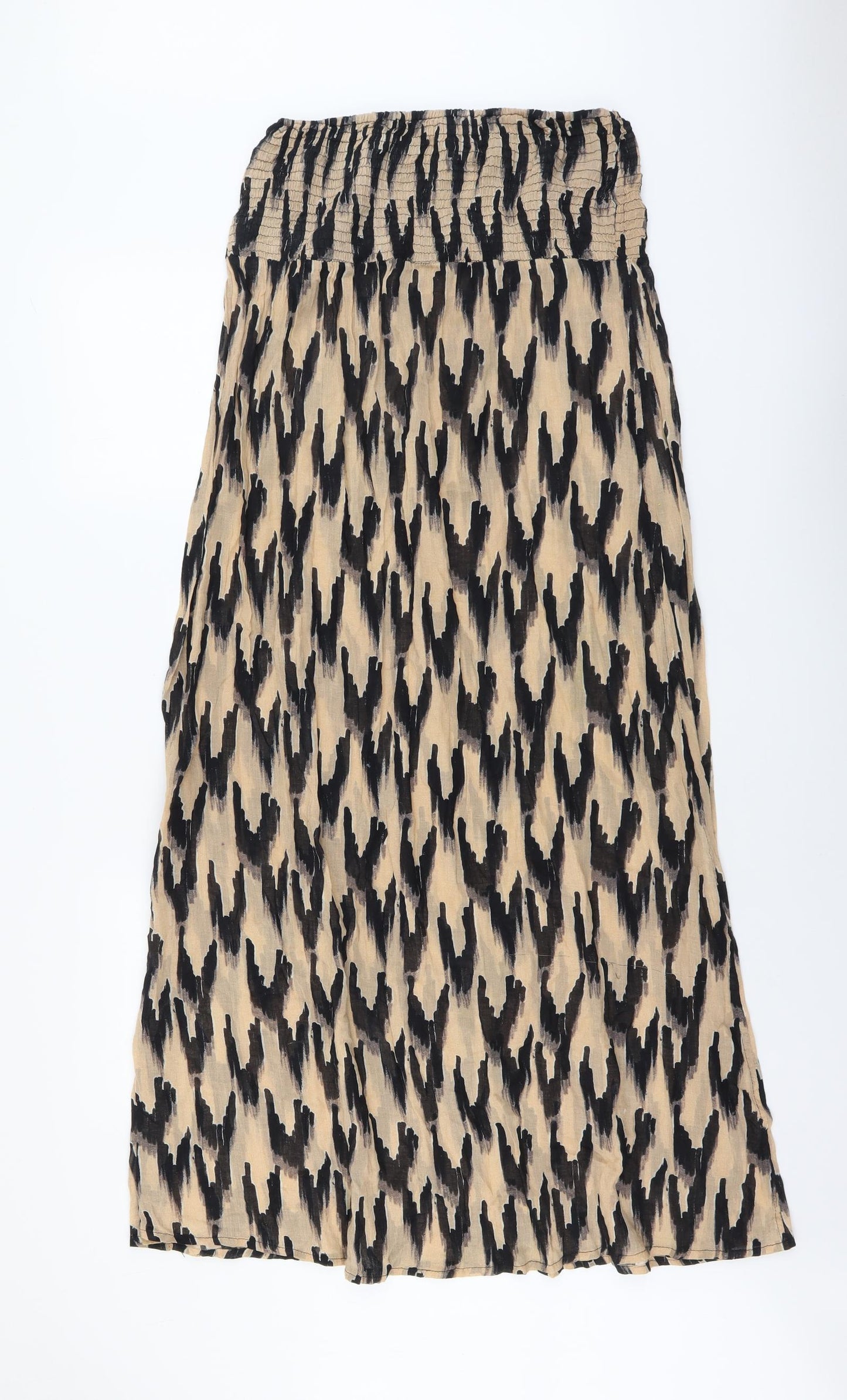 Topshop Womens Brown Geometric Viscose Fit & Flare Size S Off the Shoulder Pullover