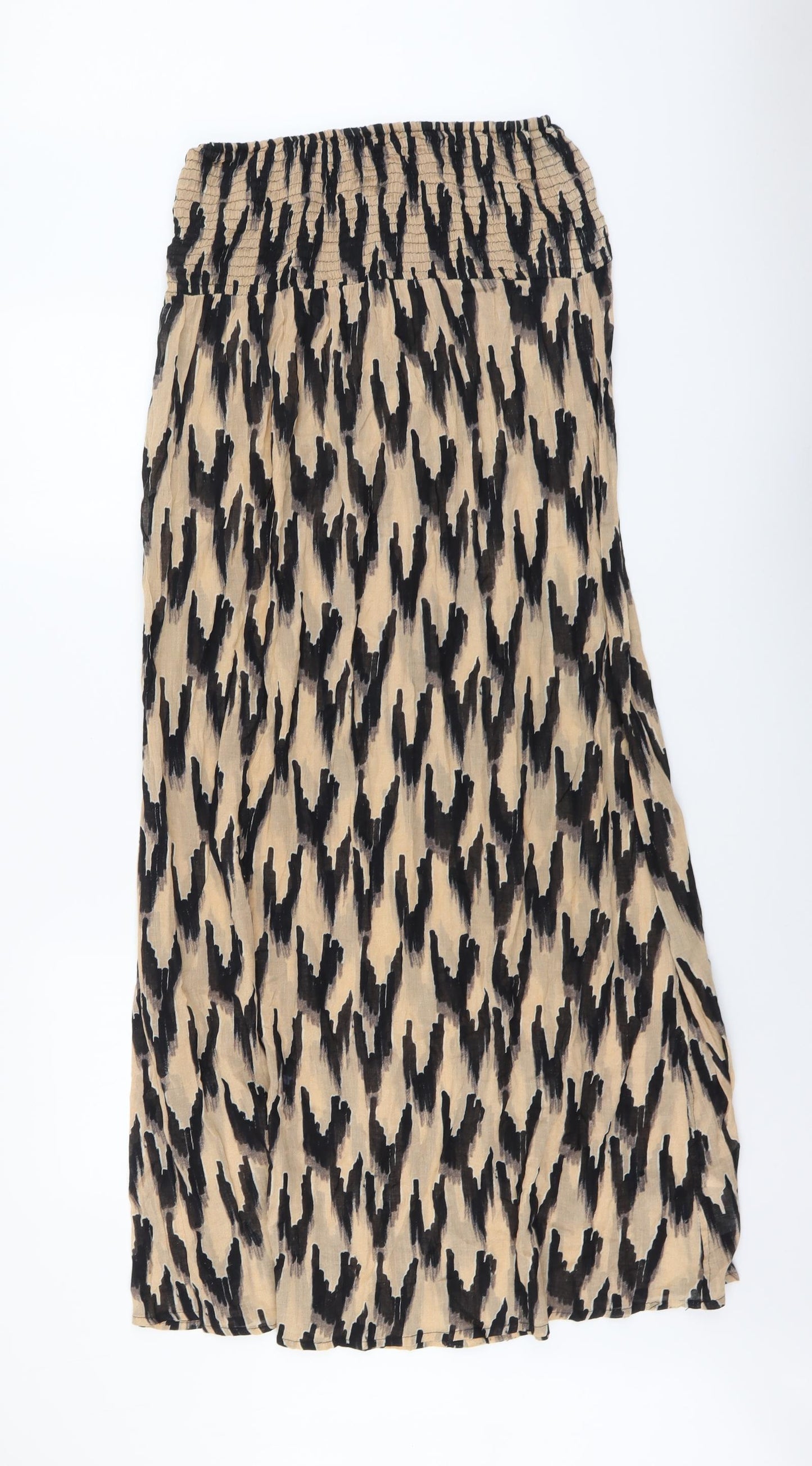 Topshop Womens Brown Geometric Viscose Fit & Flare Size S Off the Shoulder Pullover
