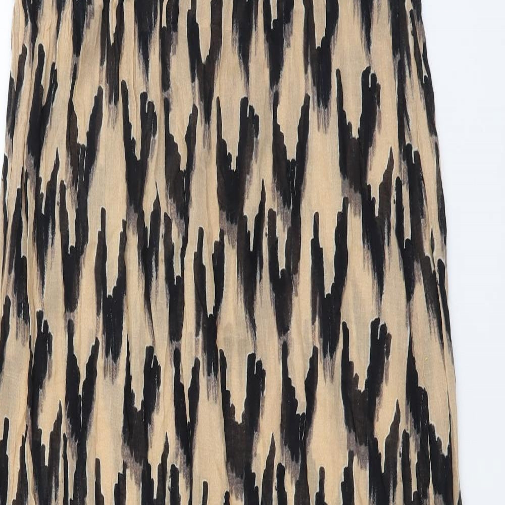 Topshop Womens Brown Geometric Viscose Fit & Flare Size S Off the Shoulder Pullover