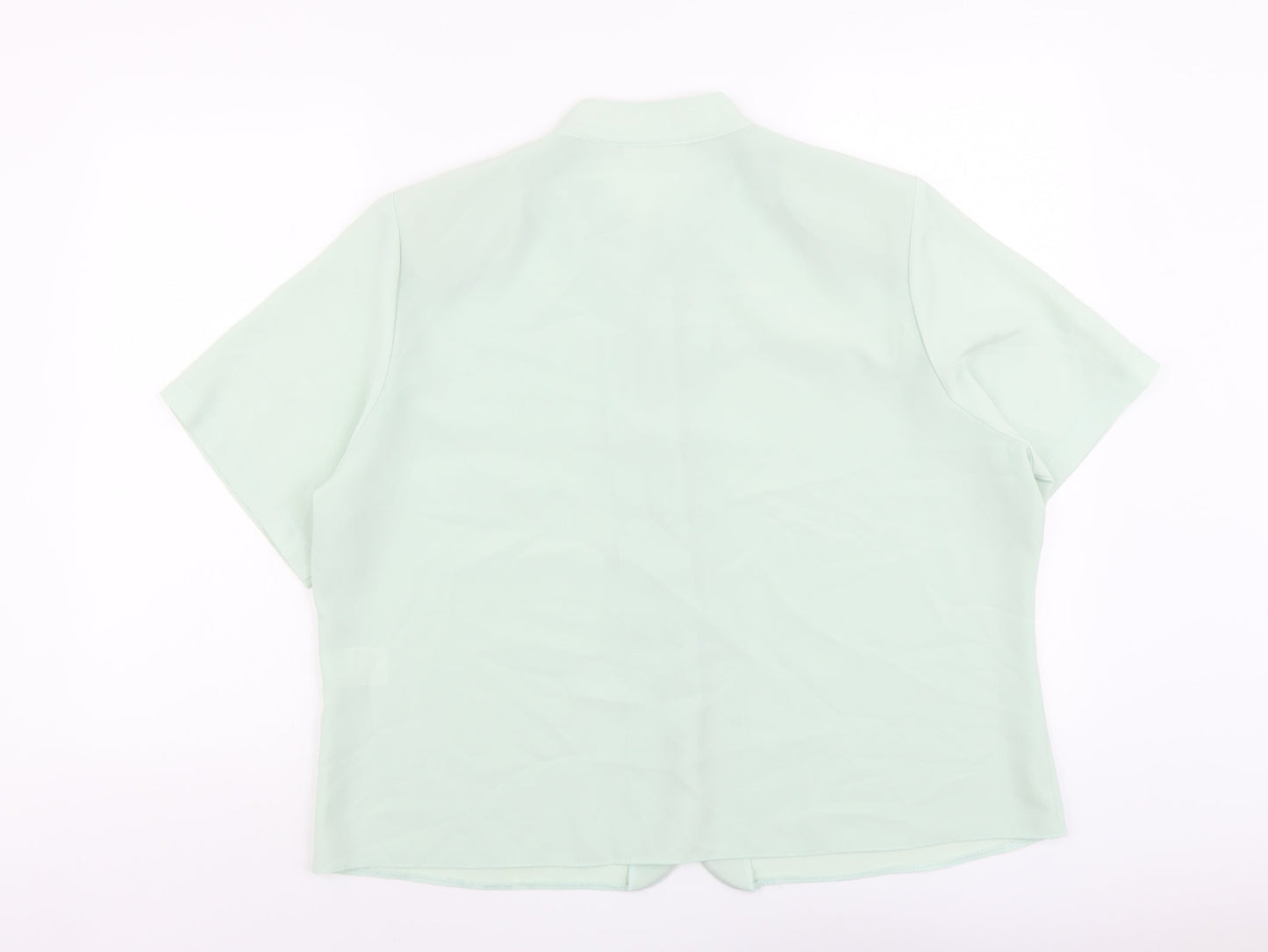 Tiffany Womens Green Polyester Basic Button-Up Size 20 V-Neck