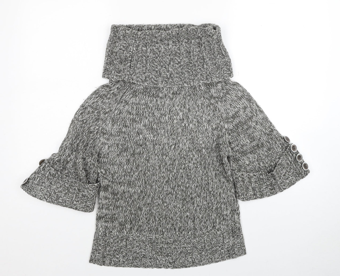 Silent Angels Womens Grey Round Neck Acrylic Pullover Jumper Size 10