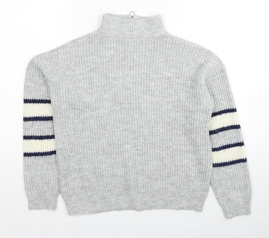M&Co Girls Grey Halter Acrylic Pullover Jumper Size 12 Years Pullover