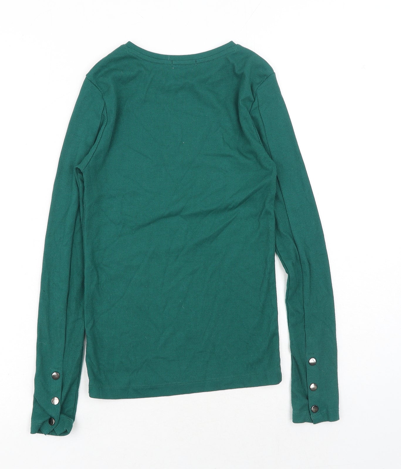 Stradivarius Womens Green Polyester Basic Blouse Size S Boat Neck - Ribbed