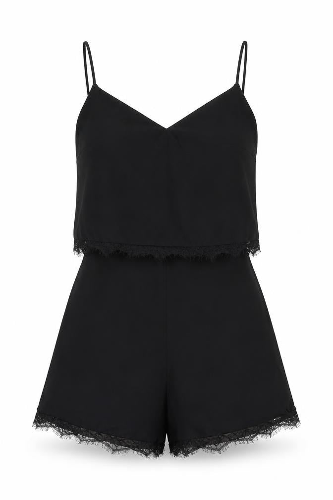 Easy Wear Womens Black Polyester Playsuit One-Piece Size 38 Zip