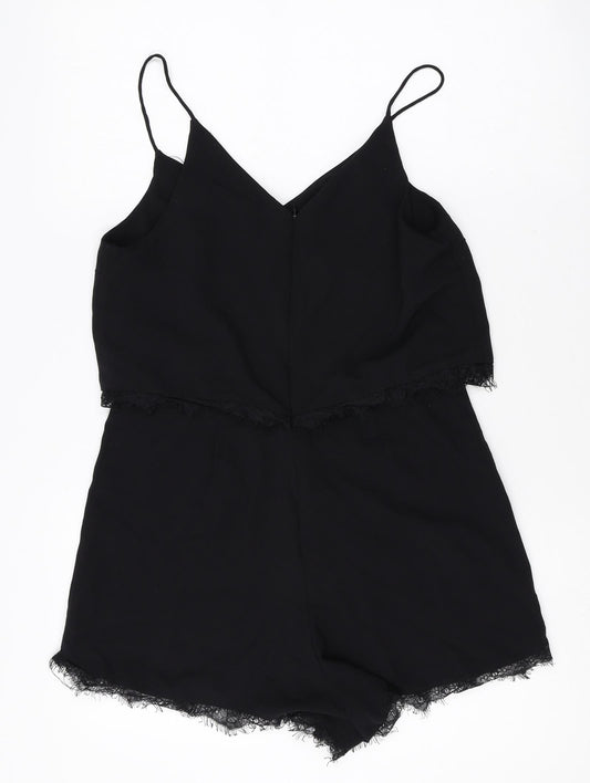 Easy Wear Womens Black Polyester Playsuit One-Piece Size 38 Zip