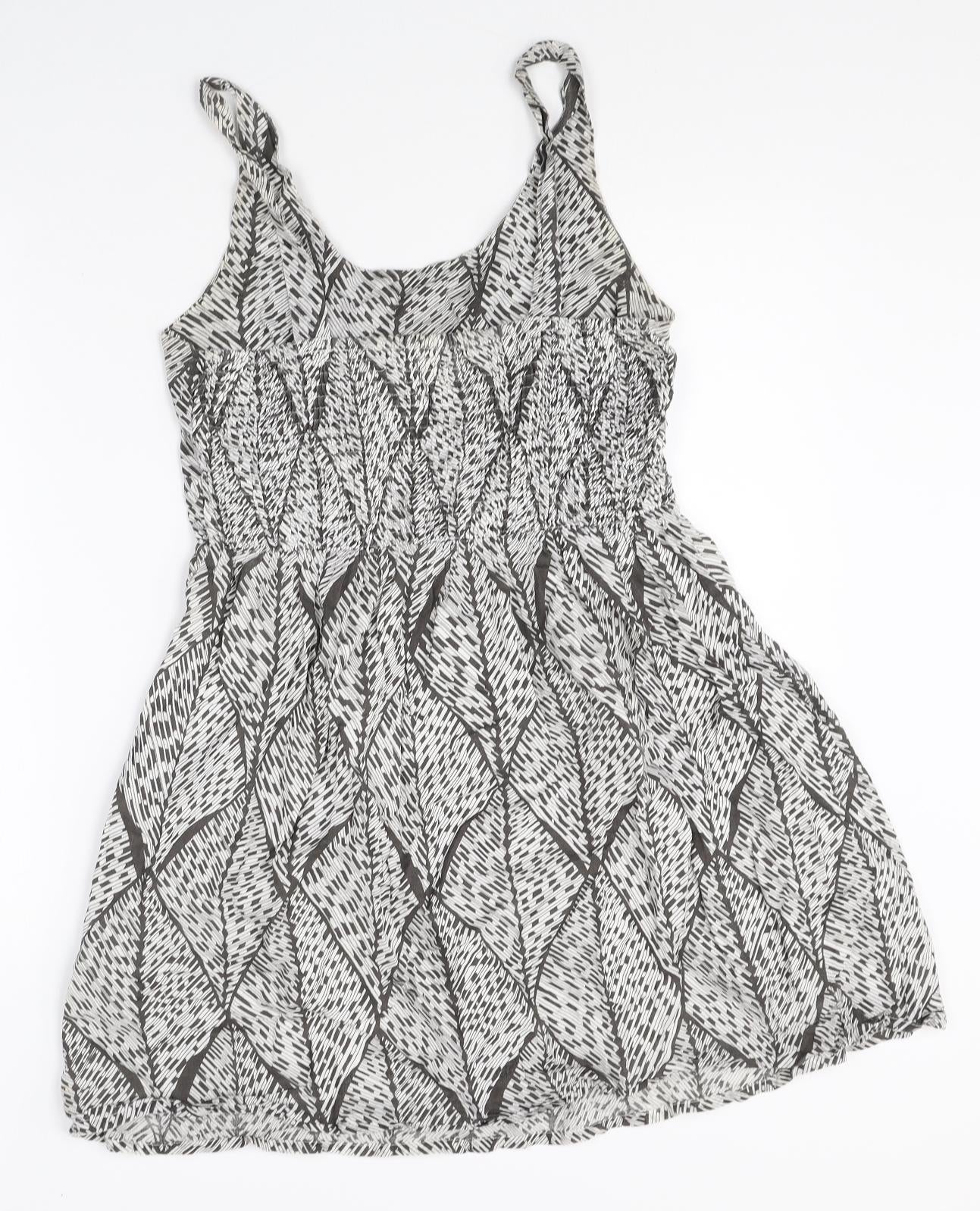 Lavand Womens Grey Geometric 100% Cotton A-Line Size L Scoop Neck Pullover