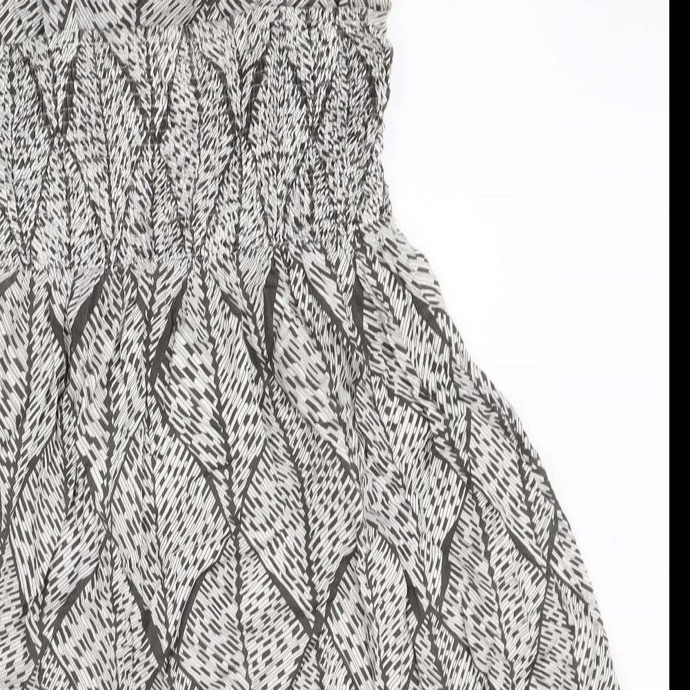 Lavand Womens Grey Geometric 100% Cotton A-Line Size L Scoop Neck Pullover