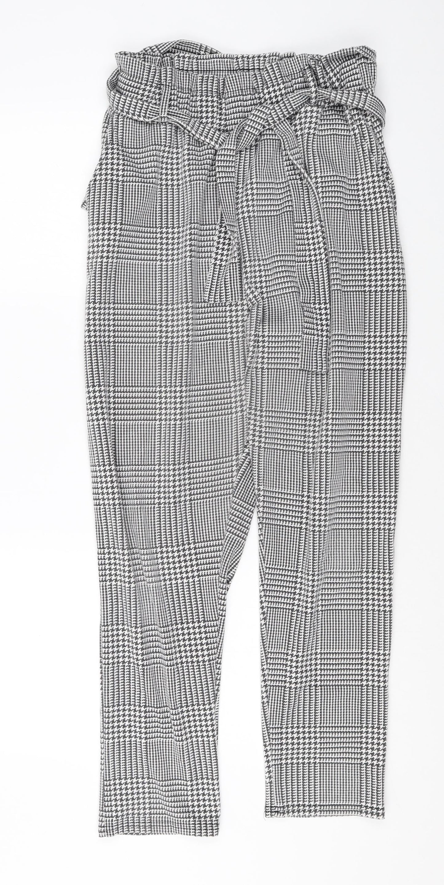 Spotted Womens Multicoloured Plaid Polyester Capri Trousers Size S Regular Tie