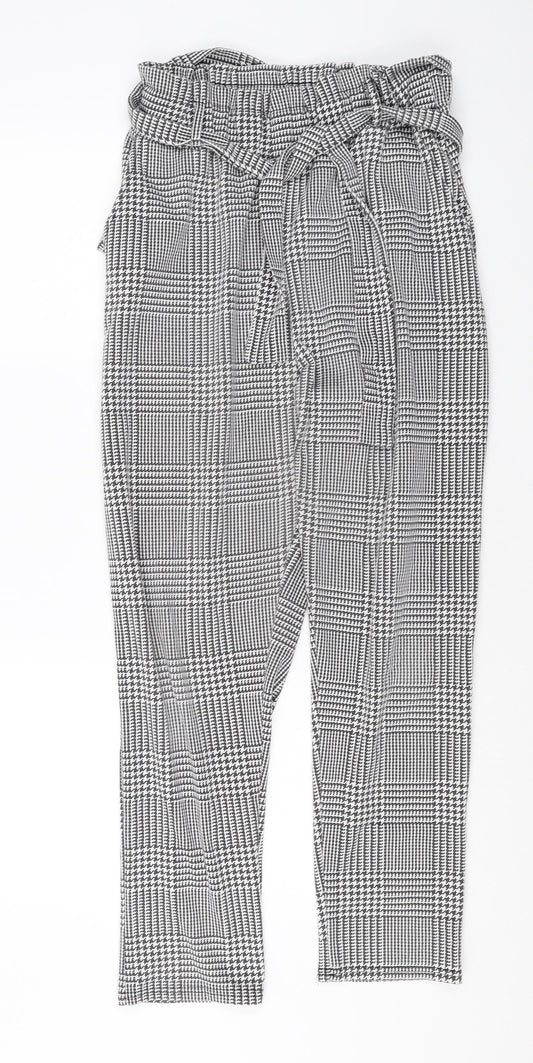 Spotted Womens Multicoloured Plaid Polyester Capri Trousers Size S Regular Tie