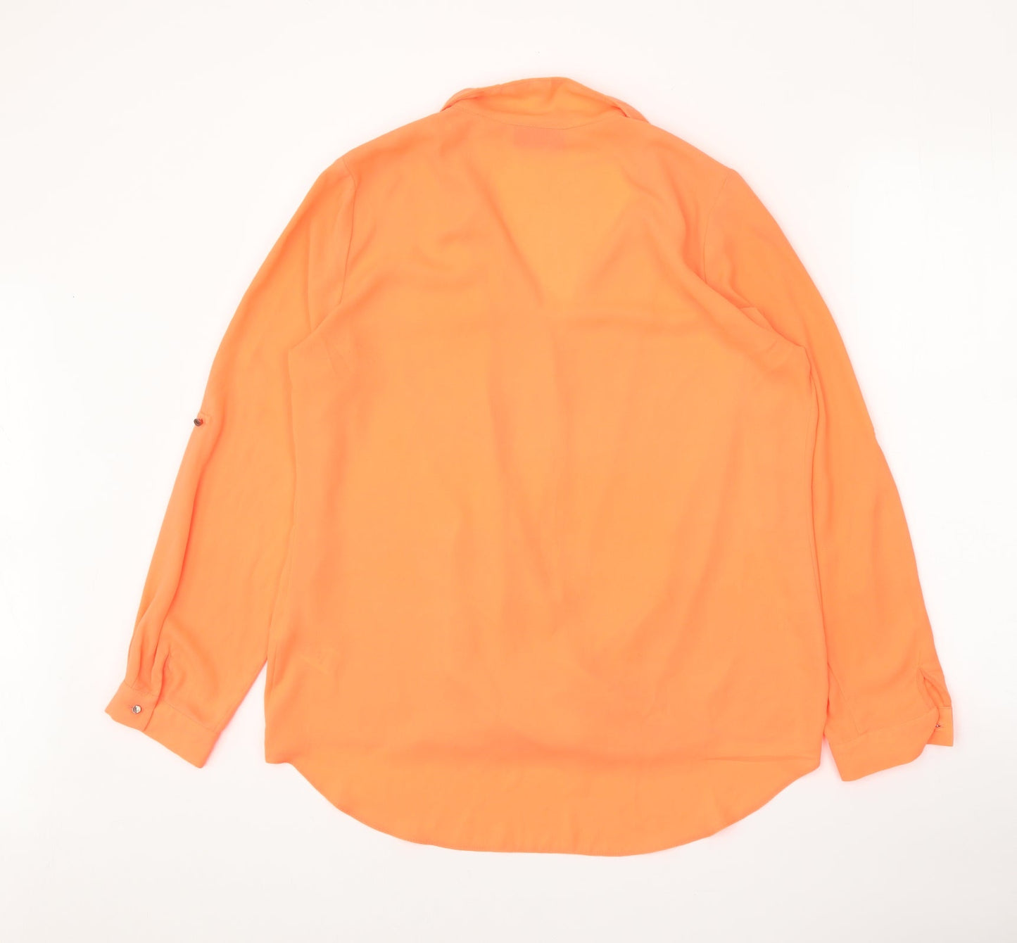 Wallis Womens Orange Polyester Wrap Blouse Size M Collared - Faux Wrap