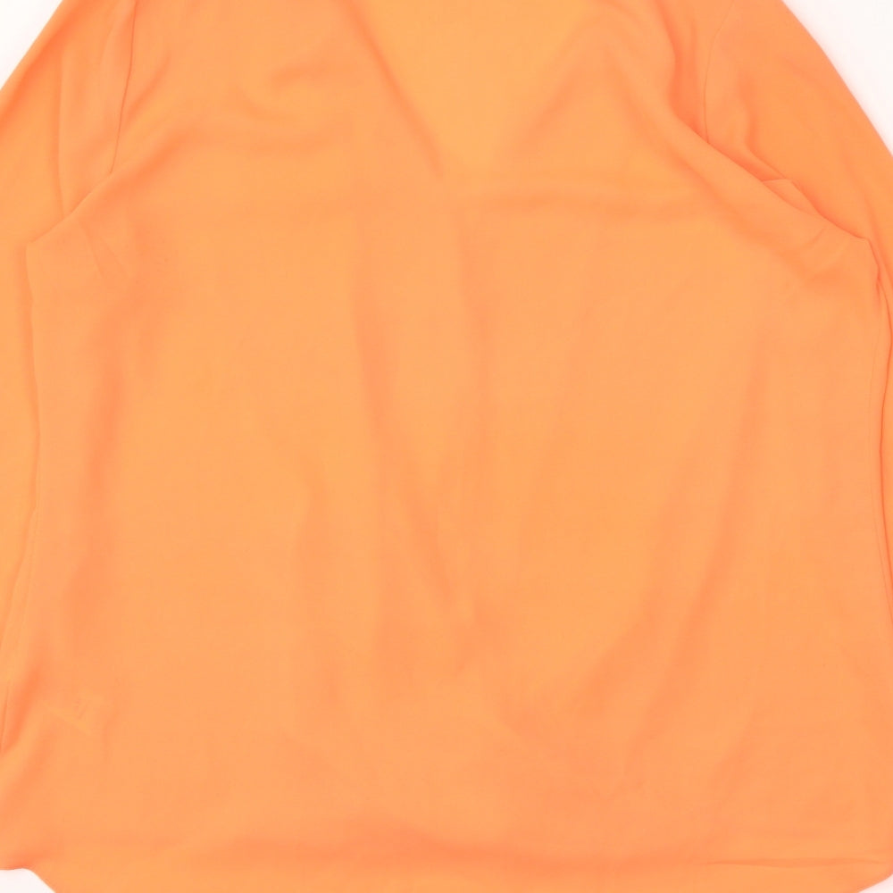 Wallis Womens Orange Polyester Wrap Blouse Size M Collared - Faux Wrap