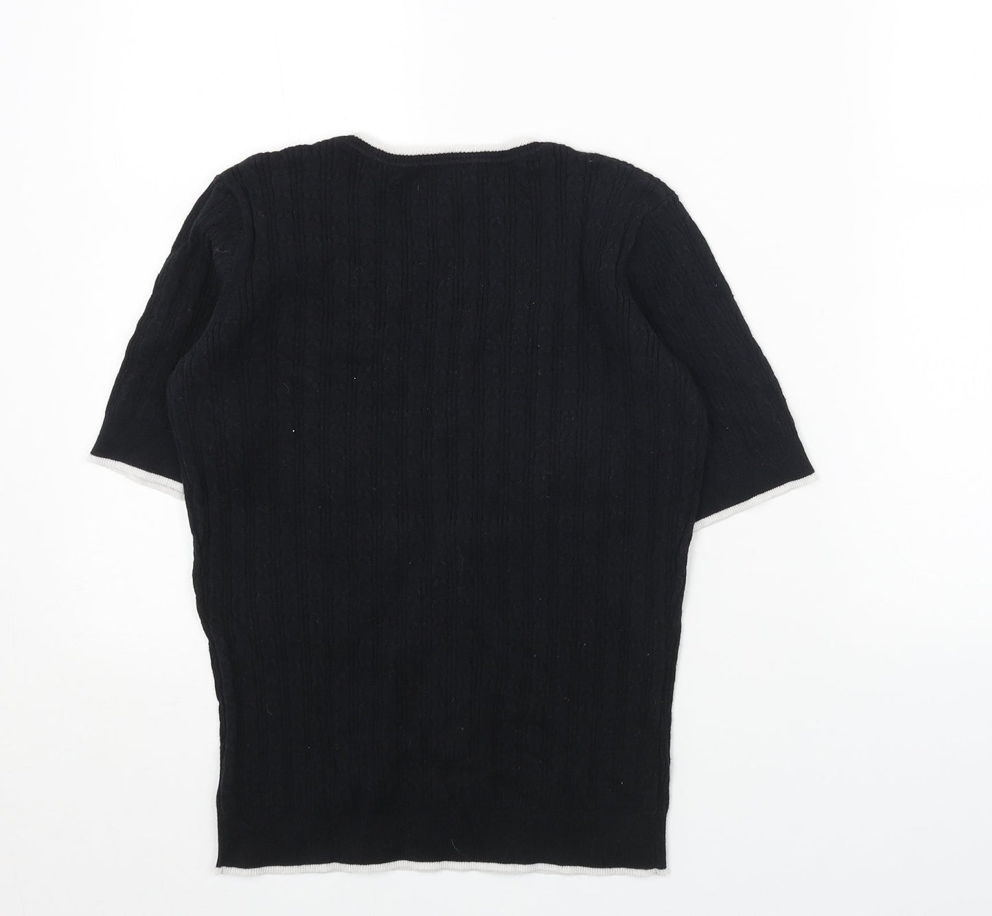 CC Womens Black V-Neck Cotton Pullover Jumper Size S