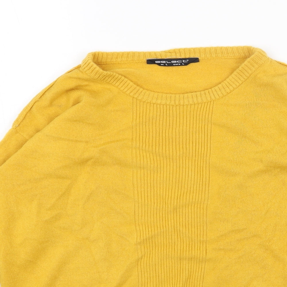 Select Womens Yellow Scoop Neck Acrylic Pullover Jumper Size L