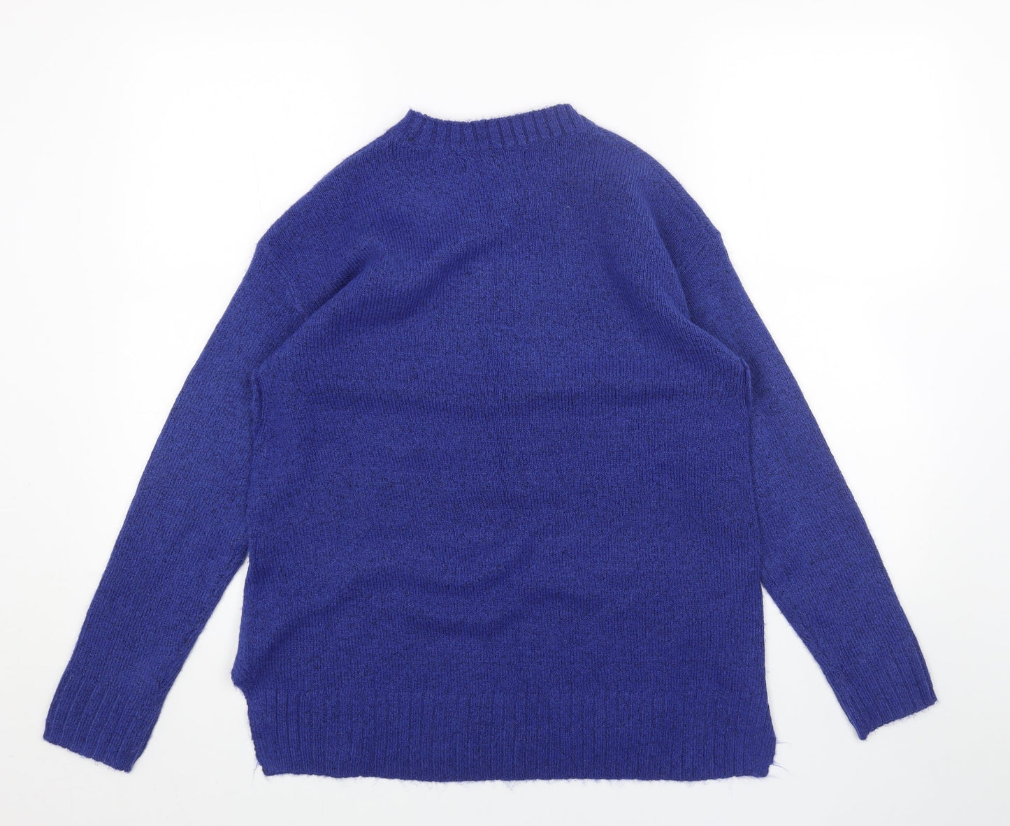 Marks and Spencer Womens Blue Round Neck Acrylic Pullover Jumper Size S