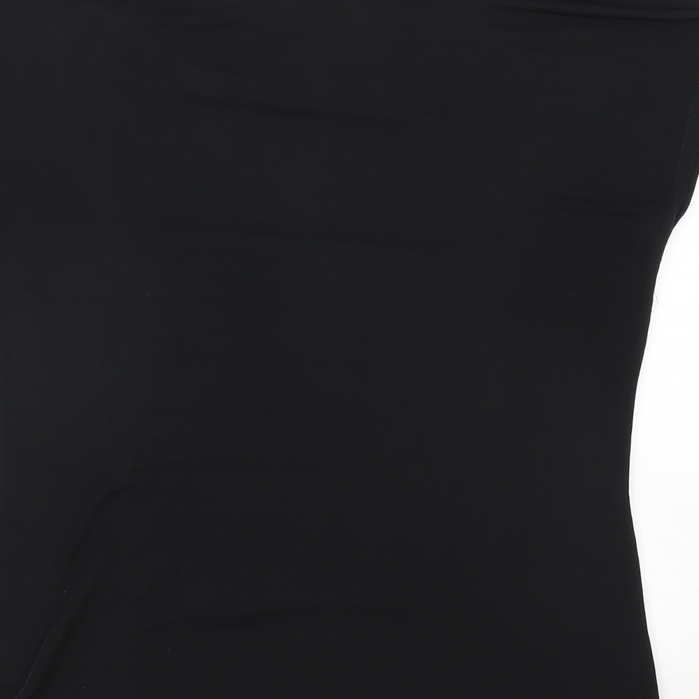 Saloos Womens Black Polyester Basic T-Shirt Size S Cowl Neck