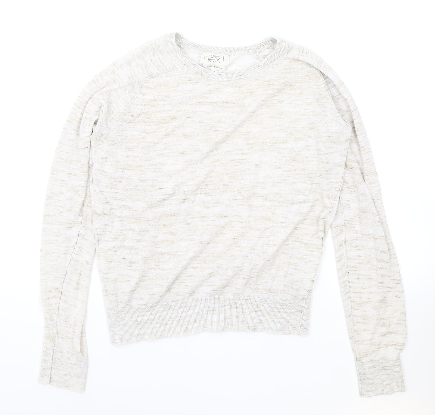 NEXT Womens Beige Round Neck Cotton Pullover Jumper Size 12