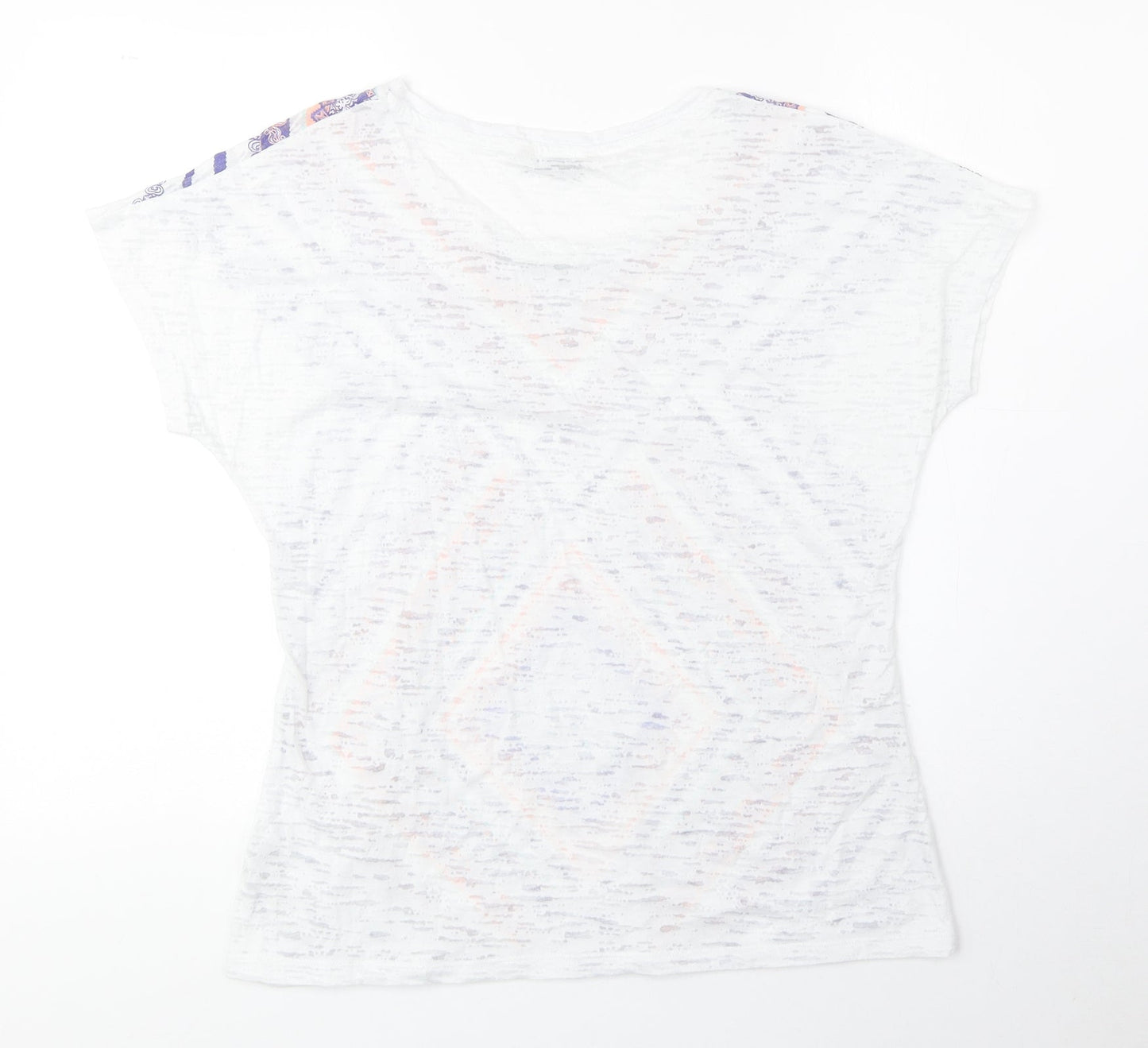 Marks and Spencer Womens Multicoloured Geometric Cotton Basic Blouse Size 10 Round Neck