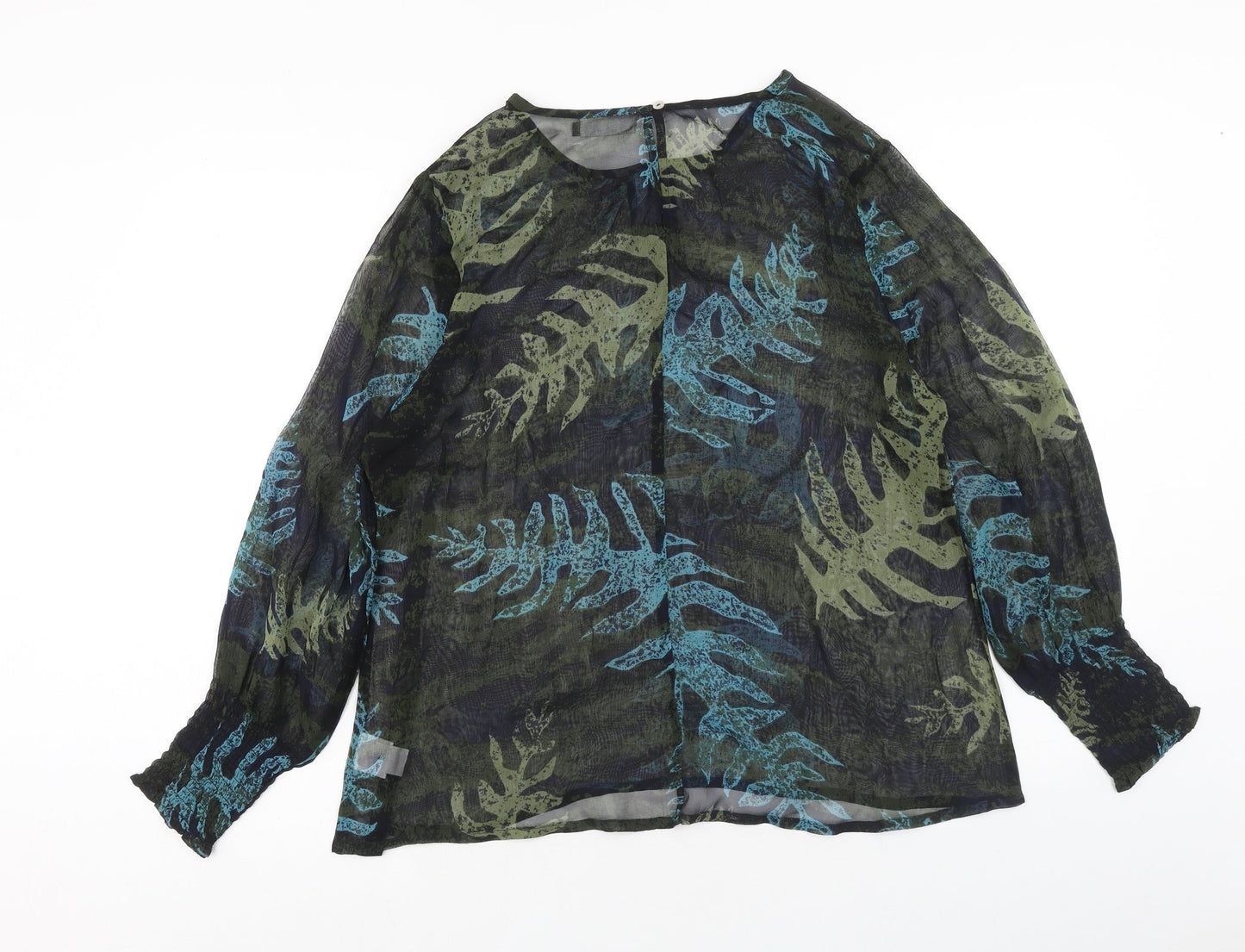 Adini Womens Multicoloured Geometric Viscose Basic Blouse Size M Scoop Neck - Leaf Print