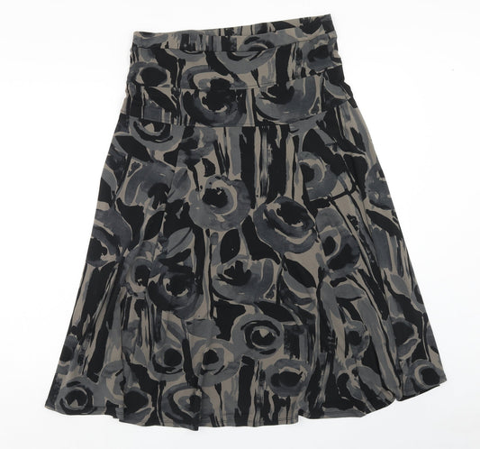 Preworn Womens Black Geometric Polyester Swing Skirt Size 34 in
