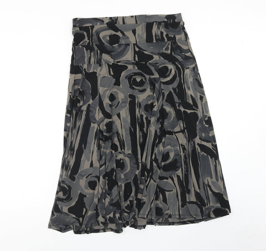 Preworn Womens Black Geometric Polyester Swing Skirt Size 34 in