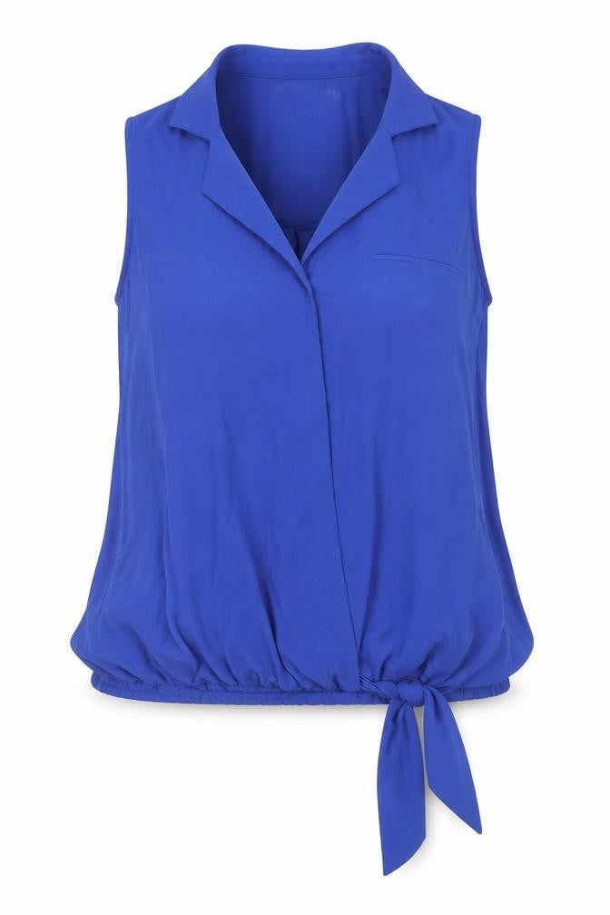 Forever 21 Womens Blue Polyester Basic Tank Size M Collared - Knot Front