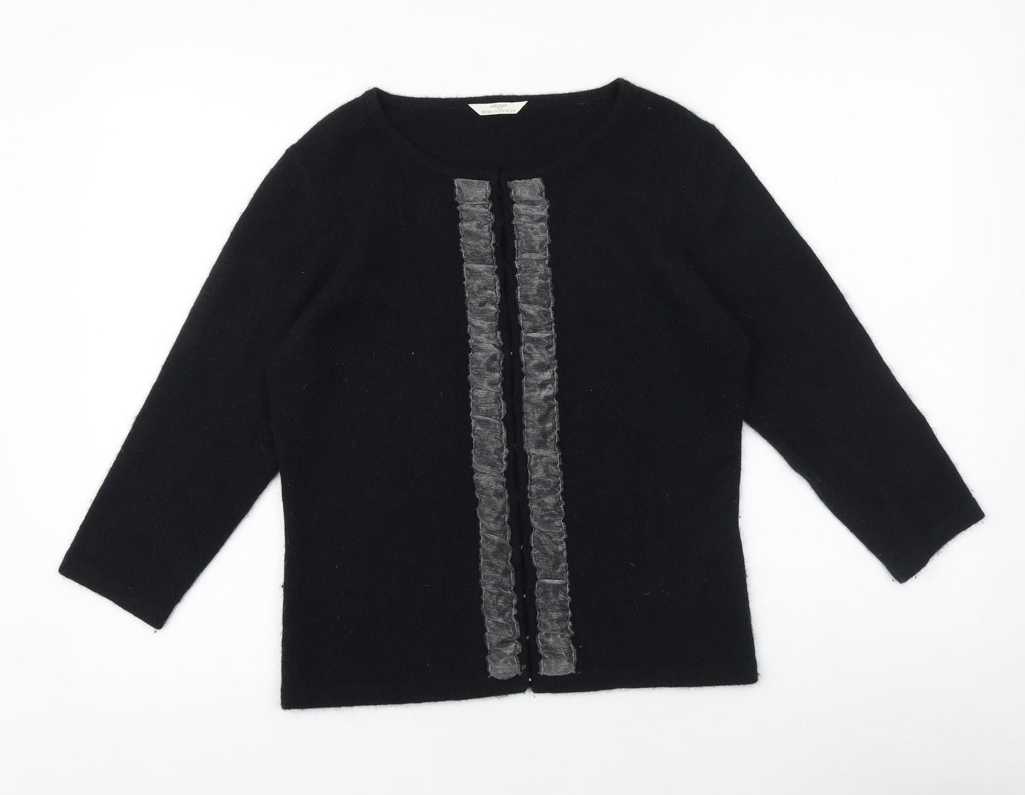 Marks and Spencer Womens Black Round Neck 100% Cotton Pullover Jumper Size 12