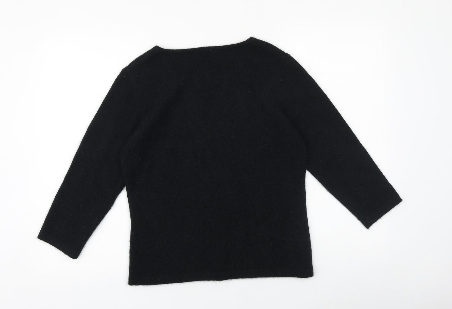 Marks and Spencer Womens Black Round Neck 100% Cotton Pullover Jumper Size 12