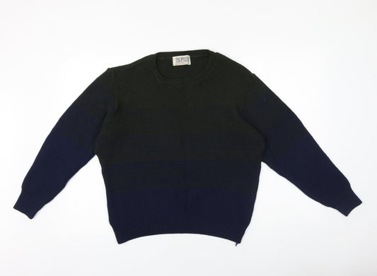 British Jumper Company Mens Blue Round Neck Acrylic Pullover Jumper Size L Long Sleeve