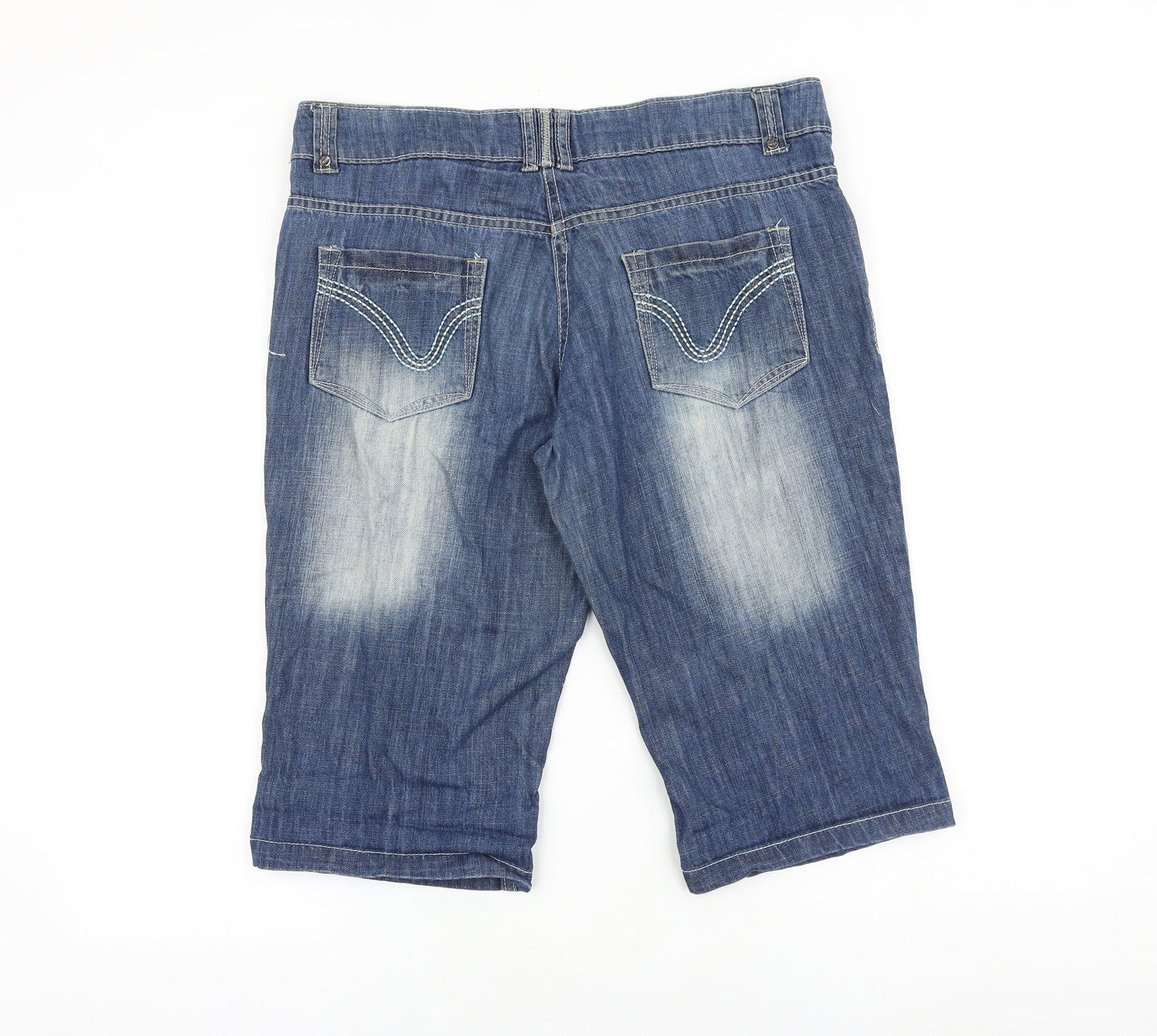 Cherokee Womens Blue 100% Cotton Bermuda Shorts Size 34 in L15 in Regular Zip