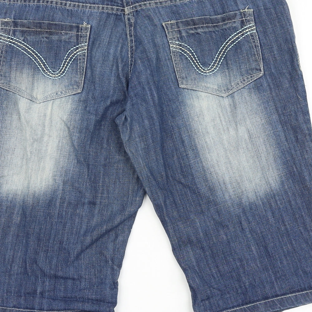 Cherokee Womens Blue 100% Cotton Bermuda Shorts Size 34 in L15 in Regular Zip