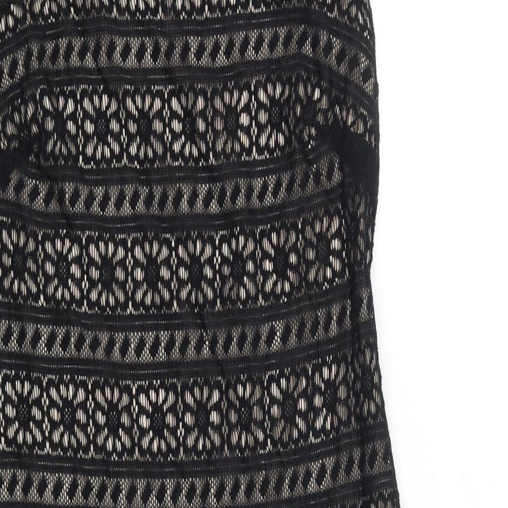 Marks and Spencer Womens Black 100% Cotton Pencil Dress Size 8 Square Neck Pullover