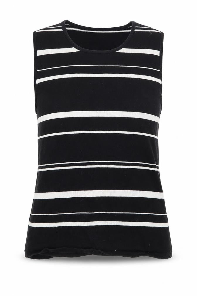 Dorothy Perkins Womens Black Round Neck Striped Cotton Vest Jumper Size 12
