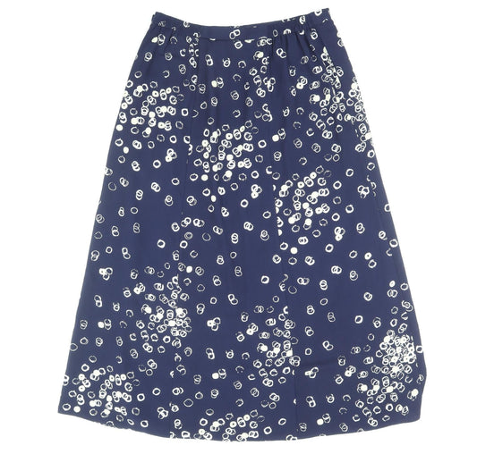 Focus Womens Blue Geometric Polyester A-Line Skirt Size 14 Zip