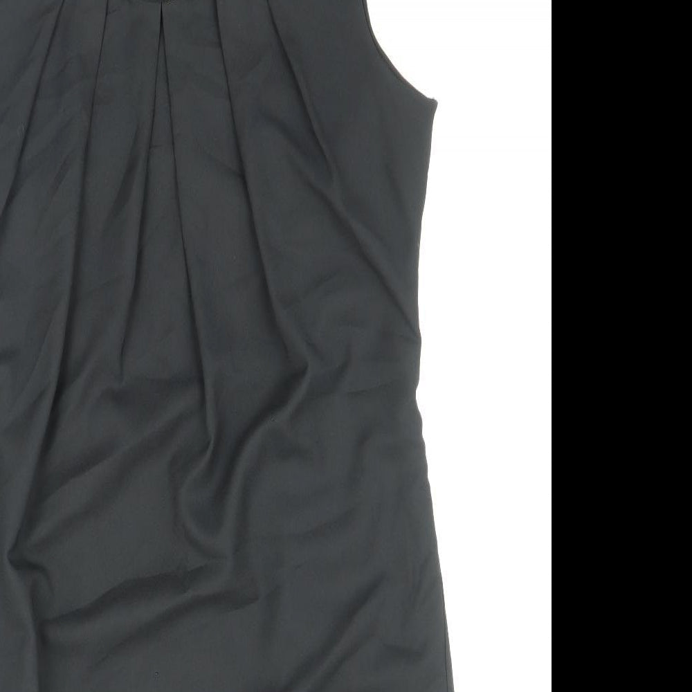 Alice & You Womens Black Polyester Pencil Dress Size 12 Boat Neck Zip - Pleat Detail